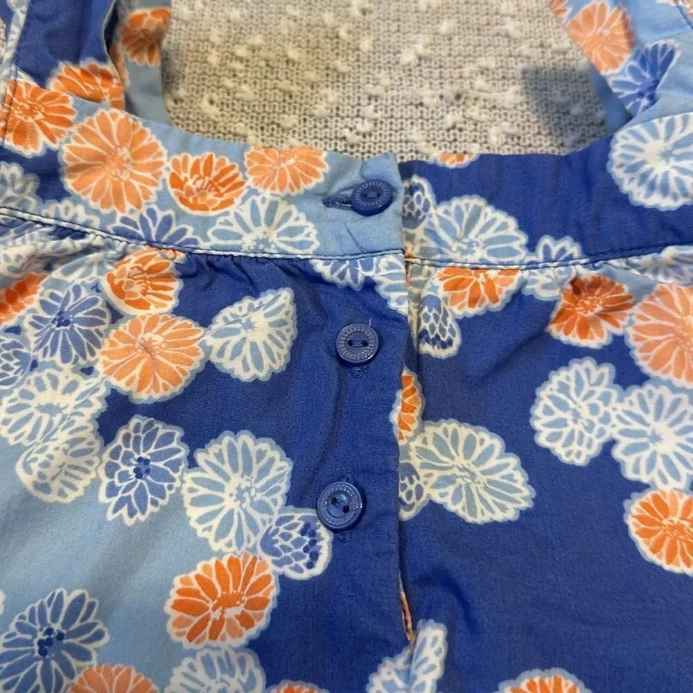 JANIE AND JACK Floral Blue and Orange Cotton Dress 12-18m 12m 18m